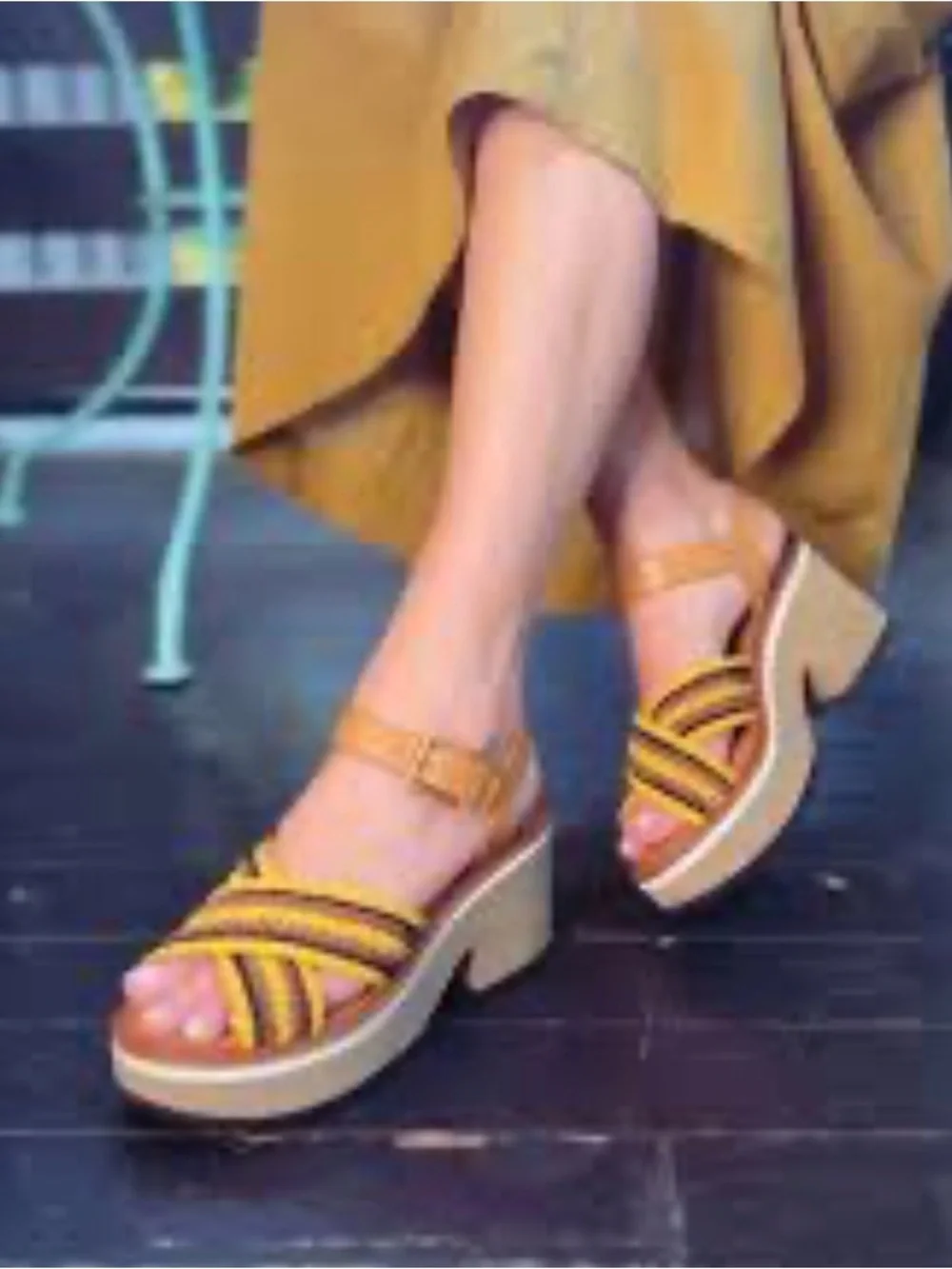 Robert Clergerie Carya Woven Platform Sandals Mustard/Tan Size-US 8/EUR 38.5 NIB
